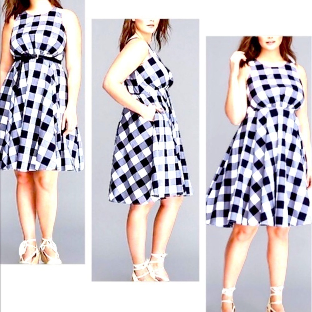 Lane Bryant Gingham Black and White Pinup‎ Style Dress Plus Size